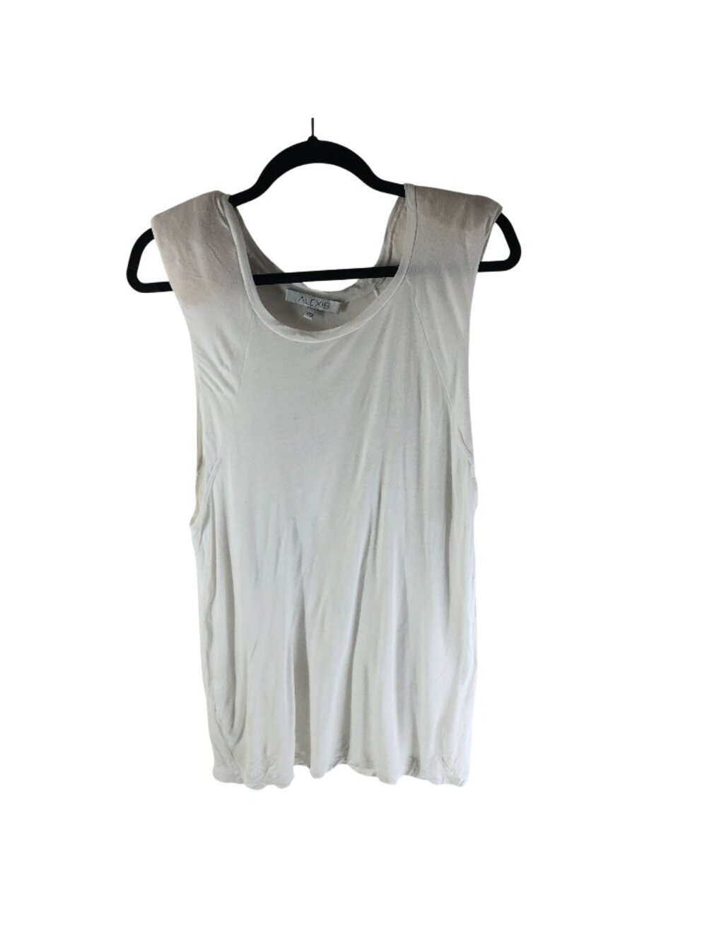 Alexis White Sleeveless Modal Tank Top XS Shoulderpads Womens Loose Fit USA
